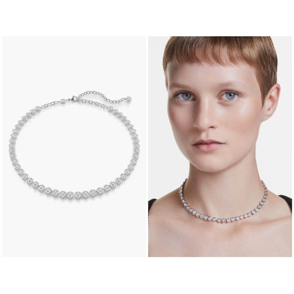 Swarovski Silver Clear Crystal Tennis Choker Necklace
